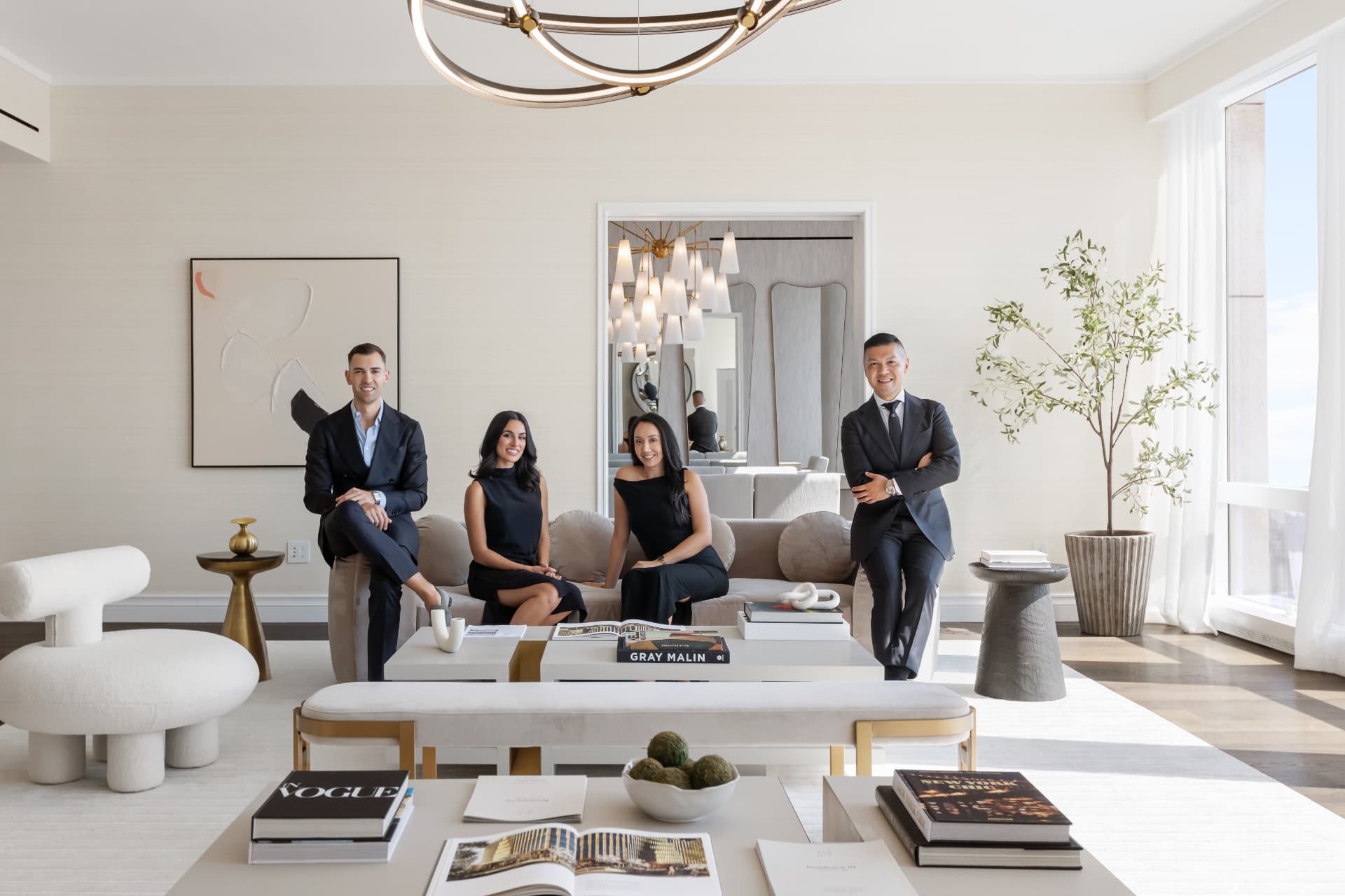 The Arsic Lau Team in a light-filled Manhattan living room